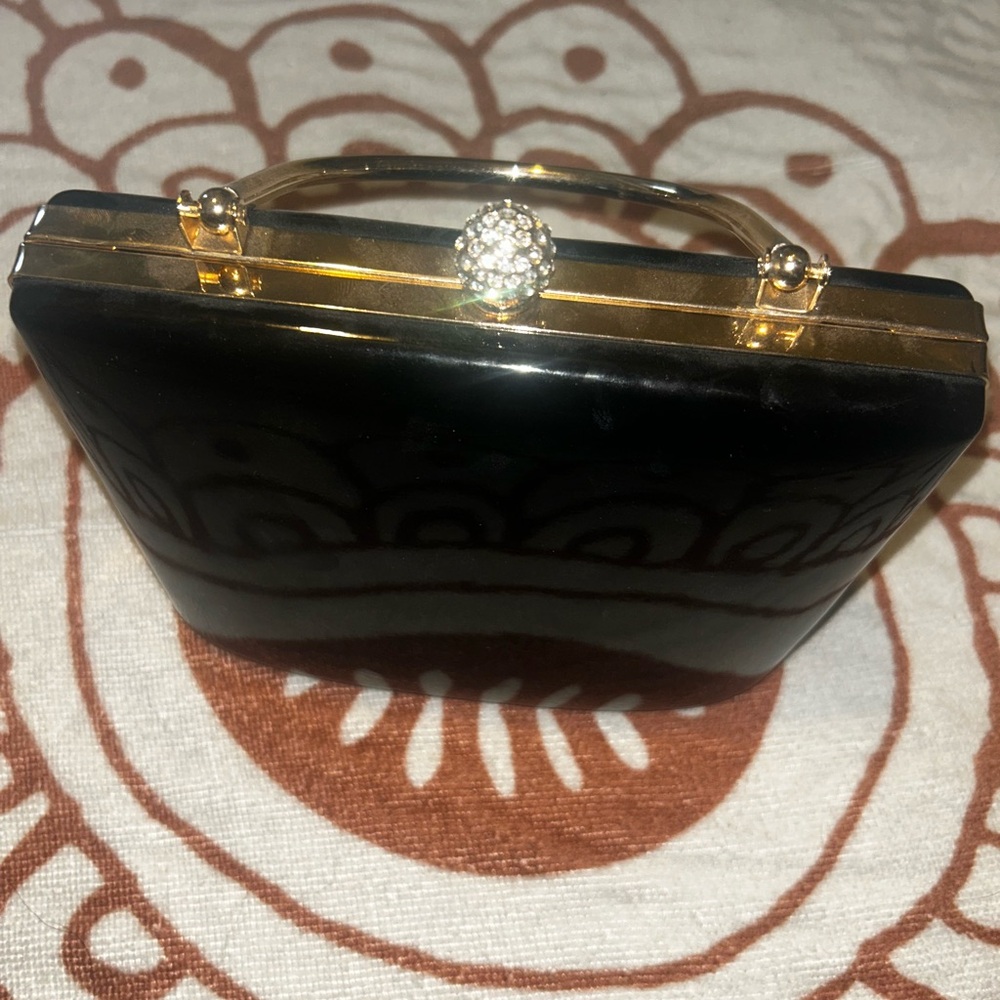 Elegant Black Clutch with Gold Accents